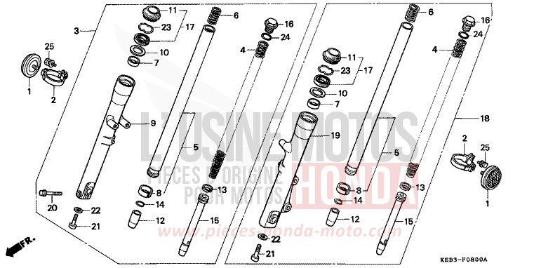 FRONT FORK for CA125 REBEL BLACK (NH1) from 1995